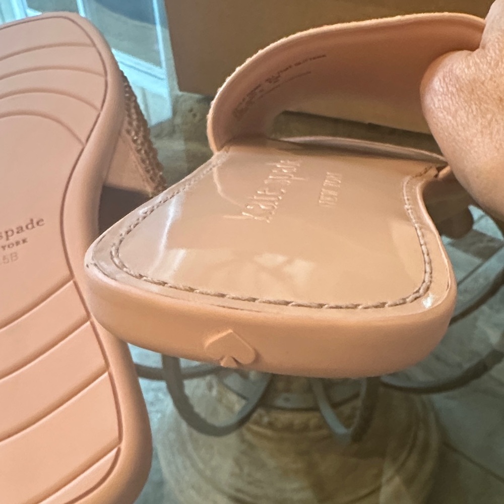 Brand New $120 Kate Spade Pink Rhinestone All That Glitters Slide Sandals sz 9.5 - Picture 12 of 16